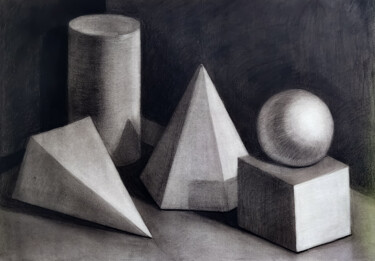 Geometric monochrome 图画 标题为“Geometric monochrome” 由Anastasiia Kurkova, 原创艺术品, 粉彩