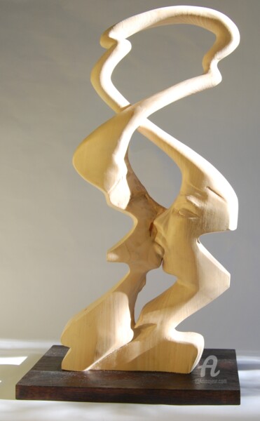 "Le baiser" başlıklı Heykel Christophe Lm tarafından, Orijinal sanat, Ahşap