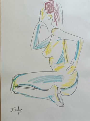 Dessin intitulée "Model 2" par Jana Scherer, Œuvre d'art originale, Craie
