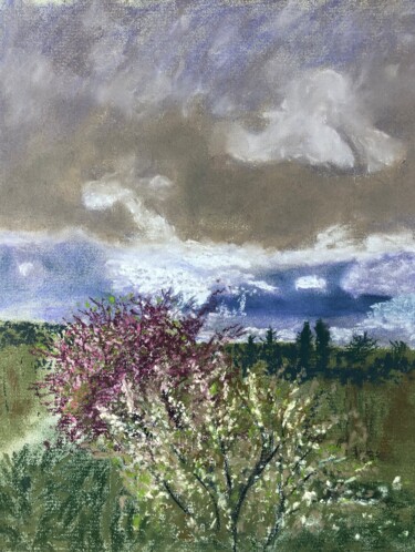 Drawing titled "Printemps" by Ronan Le Morvan, Original Artwork, Pastel
