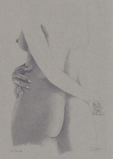 Dessin intitulée ""Femme Nr.2 (22:27)"" par Walter Roos, Œuvre d'art originale, Crayon