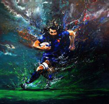Schilderij getiteld "S. Chabal" door Remi Bertoche, Origineel Kunstwerk, Acryl