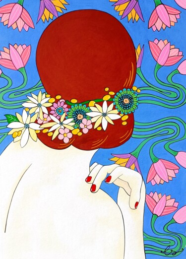 绘画 标题为“Le chignon” 由Lucrezia Solena, 原创艺术品, 水粉 安装在木板上
