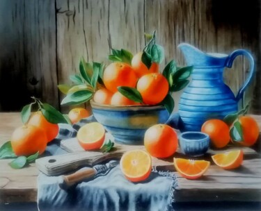 Peinture intitulée ""Oranges"" par Philippe Lemesle, Œuvre d'art originale, Huile