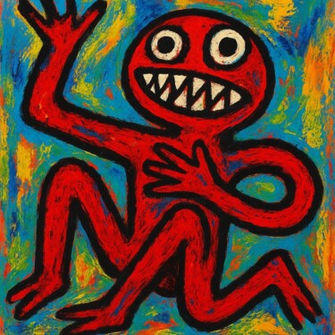 the little beast Peinture intitulée "the little beast" par Anya Obrouk, Œuvre d'art originale, Acrylique Monté sur artwork_cat.