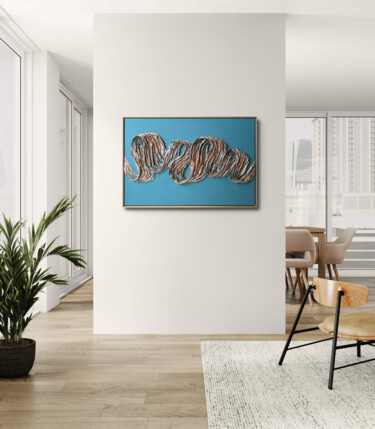 Textile Art με τίτλο "THE PEARL WAVE" από Alla Grande, Αυθεντικά έργα τέχνης, Ύφασμα Τοποθετήθηκε στο Ξύλινο φορείο σκελετό