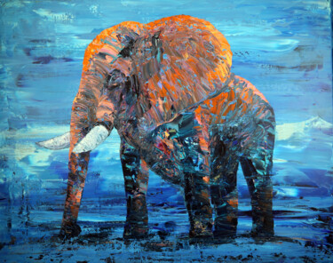Painting titled "Elephant meets the…" by Denis Kuvayev, Original Artwork, Acrylic