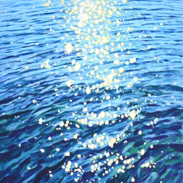 Картина под названием "Glare on the waves 9" - Iryna Kastsova, Подлинное произведение искусства, Акрил Установлен на Деревян…
