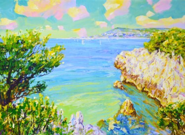 Painting titled "Saint-Jean-Cap-Ferr…" by Iryna Kastsova, Original Artwork, Acrylic Mounted on Wood Stretcher frame