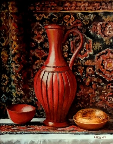 Oriental melody in ceramics Pittura intitolato "Oriental melody in…" da Larisa Sidorova (Alsi), Opera d'arte originale, Olio Montato su Telaio per barel…