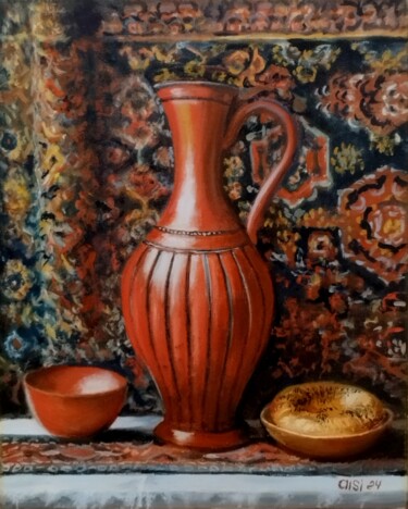 Oriental melody in ceramics 绘画 标题为“Oriental melody in…” 由Larisa Sidorova (Alsi), 原创艺术品, 油 安装在木质担架架上