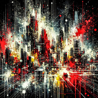 Malerei mit dem Titel "The Vibrant City "N…" von Lee Eggstein, Original-Kunstwerk, Digitaldruck Auf Keilrahmen aus Holz mont…