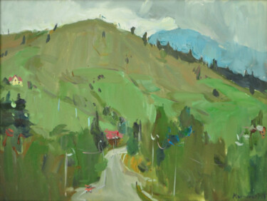 Road to the Carpathians 绘画 标题为“Road to the Carpath…” 由Olena Mishyna, 原创艺术品, 油 安装在木质担架架上