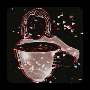 Arts numériques intitulée "Café 11" par Nadine, Œuvre d'art originale, Peinture numérique Monté sur Autre panneau rigide
