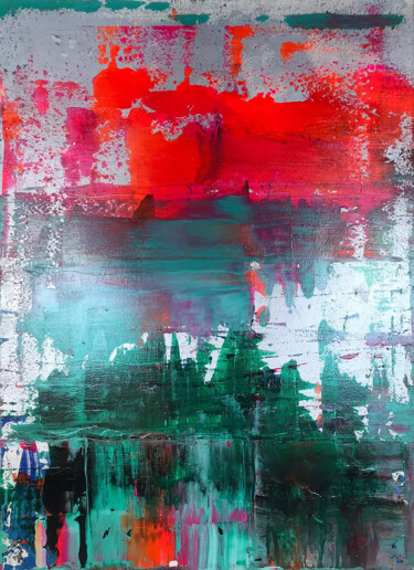 Malerei mit dem Titel "Forest Lake" von Olga Melezhik, Original-Kunstwerk, Acryl Auf Keilrahmen aus Holz montiert