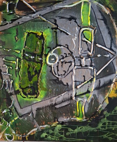Schilderij getiteld "Ja ja" door John Bakkers, Origineel Kunstwerk, Acryl Gemonteerd op Frame voor houten brancard