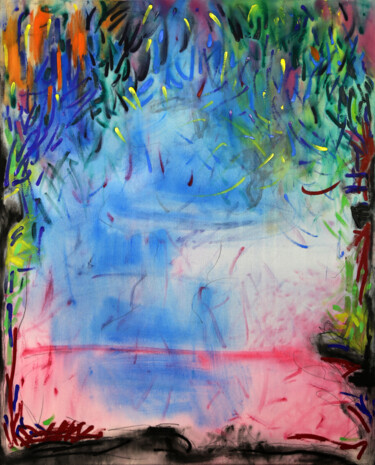 Painting titled "Secret Garden – Exp…" by Evgenia Makarova, Original Artwork, Oil Mounted on Wood Stretcher frame