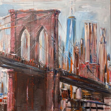 Brooklyn Bridge Pittura intitolato "Brooklyn Bridge" da Altin Furxhi, Opera d'arte originale, Acrilico Montato su Telaio per barella in legno