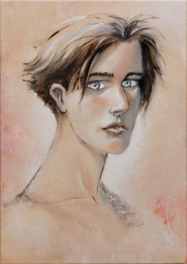 绘画 标题为“Léna 01” 由Agnès Naudin, 原创艺术品, 油 安装在木质担架架上