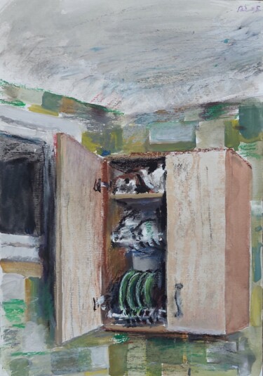 Pittura intitolato "Kitchen cabinet" da Vladislav Zdor, Opera d'arte originale, Gouache