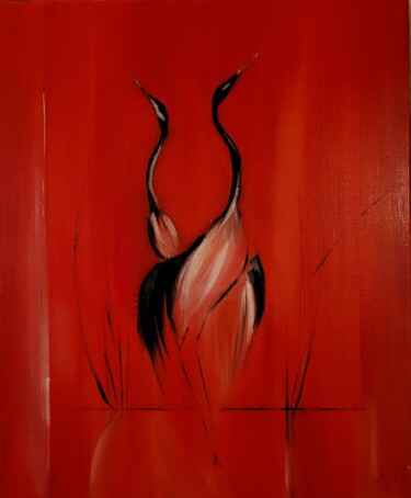 Painting titled "Les 41 signes de la…" by Agnès Naudin, Original Artwork, Oil Mounted on Wood Stretcher frame