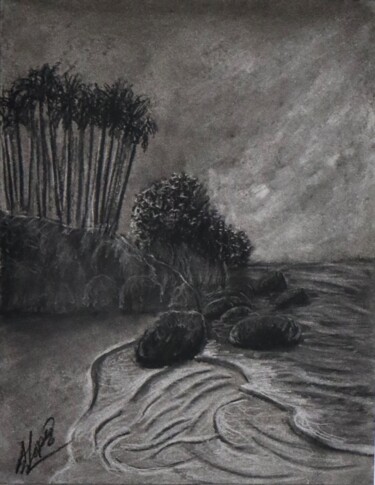 Drawing titled "Traces" by Alicia Lopez, Original Artwork, Charcoal