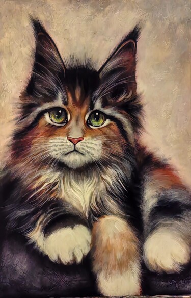 绘画 标题为“"Cat"” 由Ираника Арт, 原创艺术品, 丙烯 安装在其他刚性面板上