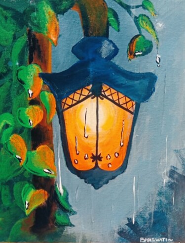 Painting titled "Monsoon Glow" by Bhaswati Bishoi, Original Artwork, Acrylic