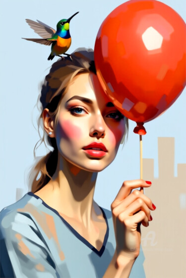 数字艺术 标题为“03-Animal and woman” 由Teresa Casas, 原创艺术品, AI生成的图像