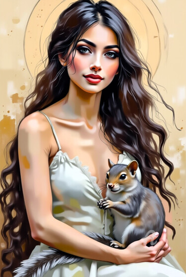 Digital Arts titled "04-Animal and woman" by Teresa Casas, Original Artwork, AI generated image