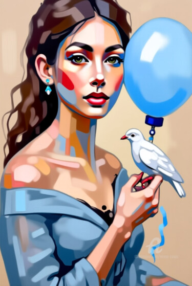 Digital Arts titled "10-Animal and woman" by Teresa Casas, Original Artwork, AI generated image