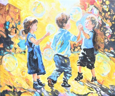 Bulles de savon "Bulles de savon" başlıklı Tablo Marie-Laure Tournier tarafından, Orijinal sanat, Akrilik Ahşap Sedye çerçevesi üzerine mont…