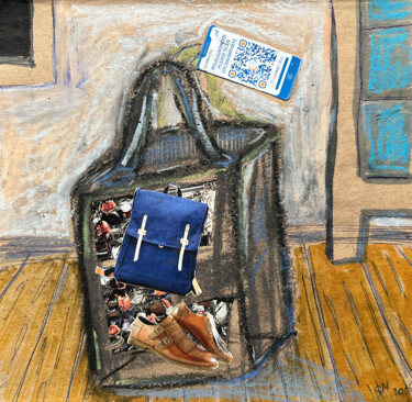 Collages intitulée "1REj / Back to the…" par Leni Smoragdova, Œuvre d'art originale, Pastel