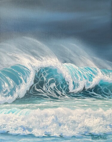 Peinture intitulée "Night Sea scape" par Inna Martynenko, Œuvre d'art originale, Huile Monté sur Châssis en bois