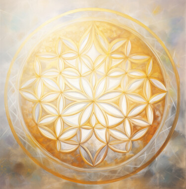 数字艺术 标题为“Flower of Life: Gol…” 由Nadezhda Dvornikova, 原创艺术品, 数字油画 安装在artwork_cat.上