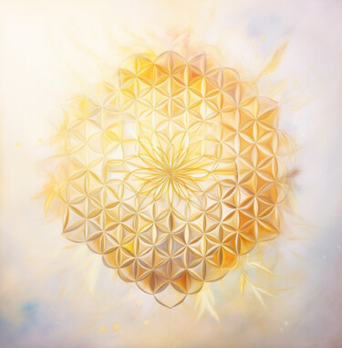 Digital Arts titled "Celestial Bloom: Fl…" by Nadezhda Dvornikova, Original Artwork, Digital Painting Mounted on artwork_cat.