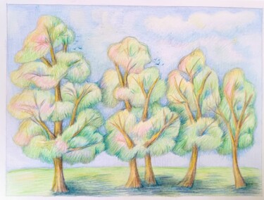 绘画 标题为“Trees” 由Joy, 原创艺术品, 铅笔