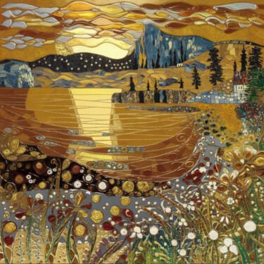 数字艺术 标题为“Klimt in Gold lands…” 由Dinem, 原创艺术品, AI生成的图像