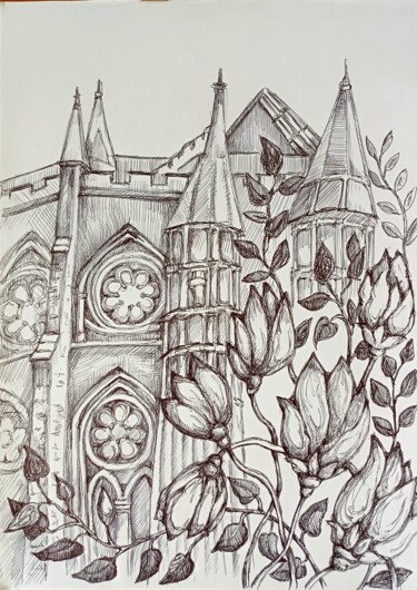 제목이 "Abbey in blossom"인 미술작품 Joy로, 원작, 볼펜