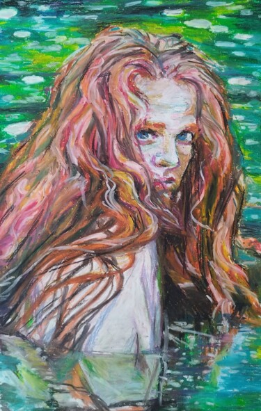 Pintura intitulada "She Waits in the Wa…" por Ariadna Shmidt (AriS), Obras de arte originais, Pastel