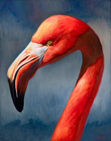 Painting titled "I'M WATCHING YOU" by Boglarka Nagy, Original Artwork, Oil Mounted on Wood Stretcher frame