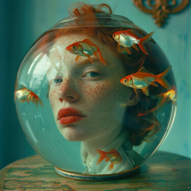 "Inner Aquarium" Digital Arts titled ""Inner Aquarium"" by Hanna Uhlova, Original Artwork, AI generated image