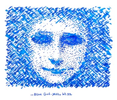 Rysunek zatytułowany „Blue girl” autorstwa Milto Sideris, Oryginalna praca, Marker