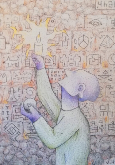 "Explorateur à la bo…" başlıklı Resim Valentin Havlicek tarafından, Orijinal sanat, Tükenmez kalem