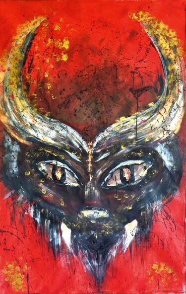 Peaceful Fire Soul in Red 绘画 标题为“Peaceful Fire Soul…” 由Elena Swetkov (Lena Zwetik), 原创艺术品, 丙烯