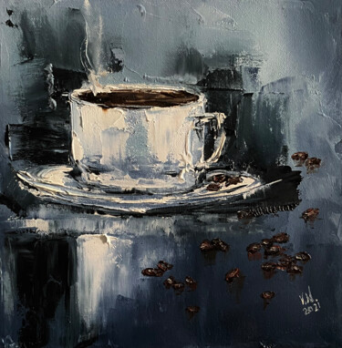 绘画 标题为“Morning coffee” 由Volodymyr Nezdiimynoha, 原创艺术品, 油 安装在木质担架架上