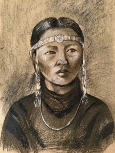 图画 标题为“Portrait of Yakut g…” 由Nadezhda Kokorina, 原创艺术品, 粉彩