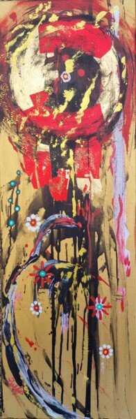 Malerei mit dem Titel "Golden Spirit with…" von Elena Swetkov (Lena Zwetik), Original-Kunstwerk, Acryl Auf Keilrahmen aus Ho…