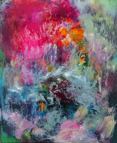 Painting titled "Le perroquet" by Alyssa Pasquier, Original Artwork, Acrylic Mounted on Wood Stretcher frame