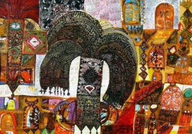 Schilderij getiteld "Afrah (Joys) - Chin…" door Mohameed Al-Aref Abiya, Origineel Kunstwerk, Aquarel